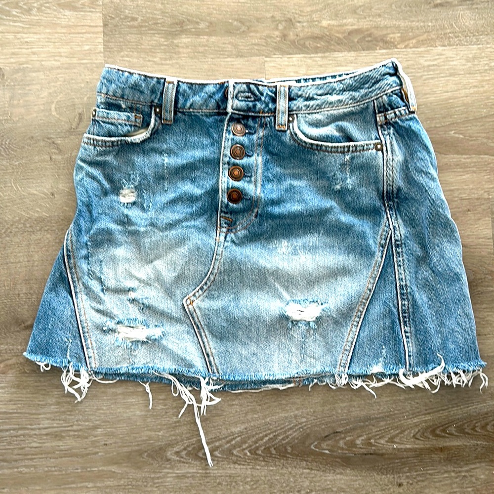 Free people denim mini skirt